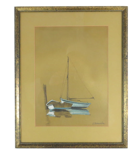 edgebrookhouse - 1960s Nautical Seascape Scene Gauche Paintings by Listed Artist Anthony Shemroske - a Pair