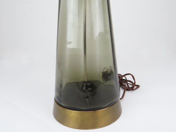 edgebrookhouse - 1960s Tall Murano Gray Glass & Brass Table Lamp
