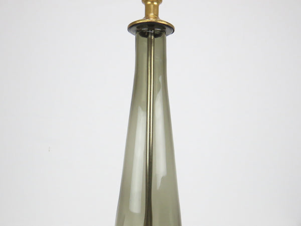 edgebrookhouse - 1960s Tall Murano Gray Glass & Brass Table Lamp