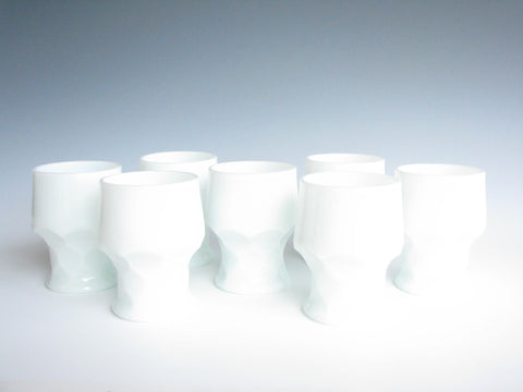 edgebrookhouse - 1960s Viking Georgian Opalescent White Milk Glass Glasses with Slight Green Tint - Set of 7