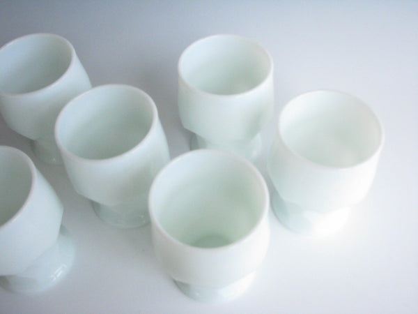 edgebrookhouse - 1960s Viking Georgian Opalescent White Milk Glass Glasses with Slight Green Tint - Set of 7