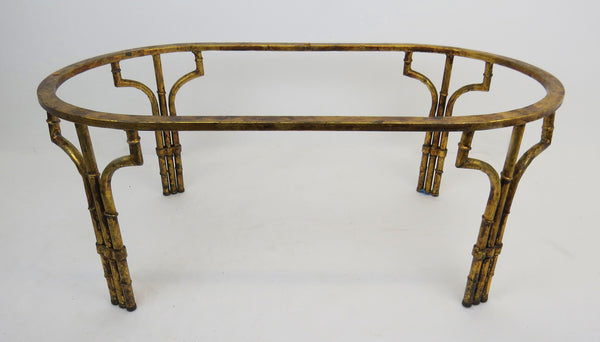 edgebrookhouse - 1960s Gilded Metal Faux Bamboo and Glass Coffee Table