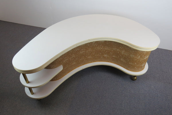 edgebrookhouse - 1960s Grand Server Boomerang / Kidney Shape Coffee Table With Collapsible Bar Cabinet