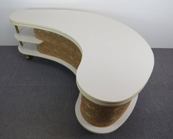 edgebrookhouse - 1960s Grand Server Boomerang / Kidney Shape Coffee Table With Collapsible Bar Cabinet