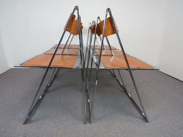 edgebrookhouse - 1960s Italian Chrome & Leather Folding Chairs by Elios