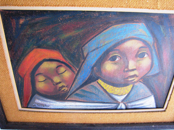 edgebrookhouse - 1960s Latin American Folk Art Gouache / Pastel on Paper by Arturo Nieto