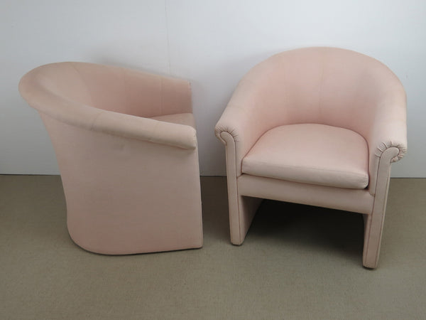 edgebrookhouse - 1960s Milo Baughman Style Muted Rose Pink Barrel Back Tub Chairs - a Pair
