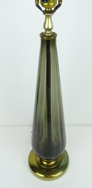 edgebrookhouse - 1960s Tall Murano Gray Glass and Brass Table Lamp