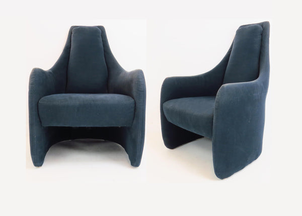 edgebrookhouse - 1970s Adrian Pearsall Style High Back Lounge Chairs - a Pair
