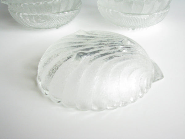 edgebrookhouse - 1970s Clear Textured Glass Clam Shell Footed Small Bowls by Anchor Hocking - Set of 8