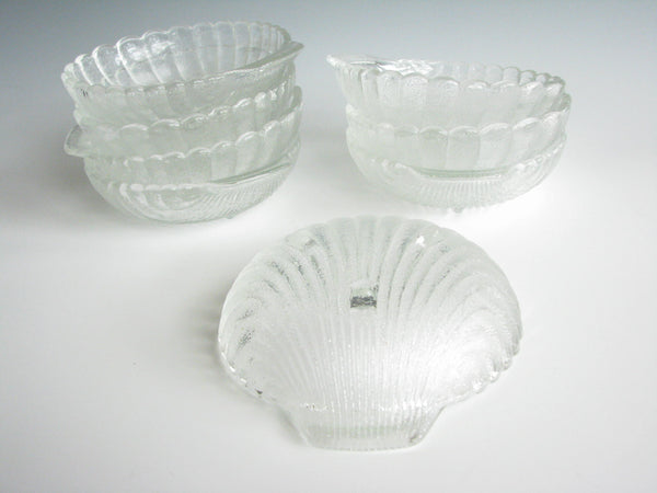 edgebrookhouse - 1970s Clear Textured Glass Clam Shell Footed Small Bowls by Anchor Hocking - Set of 8