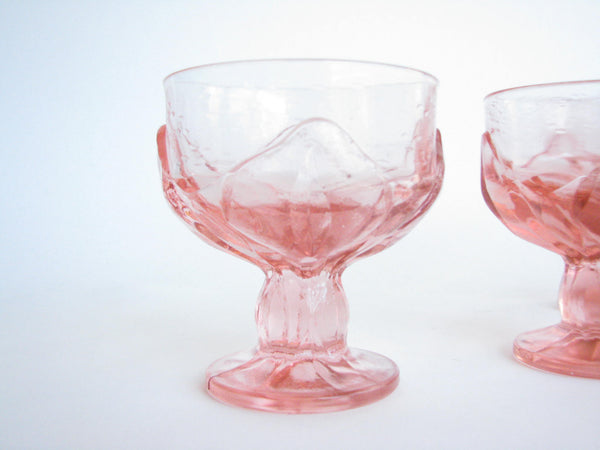 edgebrookhouse - 1970s Franciscan Cabaret Pink Lotus Flower Shaped Glass Champagne / Sherbet Glasses - Set of 5