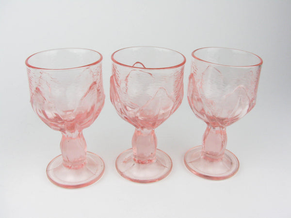 edgebrookhouse - 1970s Franciscan Cabaret Pink Lotus Flower Shaped Small Glass Goblets - Set of 3