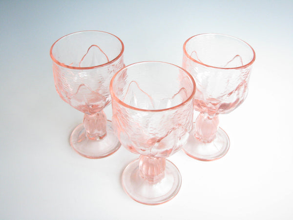 edgebrookhouse - 1970s Franciscan Cabaret Pink Lotus Flower Shaped Small Glass Goblets - Set of 3