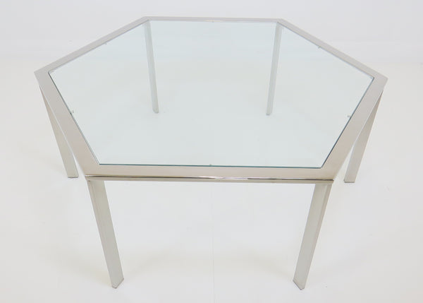 edgebrookhouse - 1970s Hexagonal Chrome and Glass Coffee Table