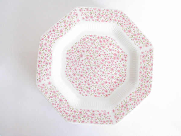 edgebrookhouse - 1970s Independence Ironstone Mary Jane Octagon Dinner Plates with Pink Floral Design - Set of 6