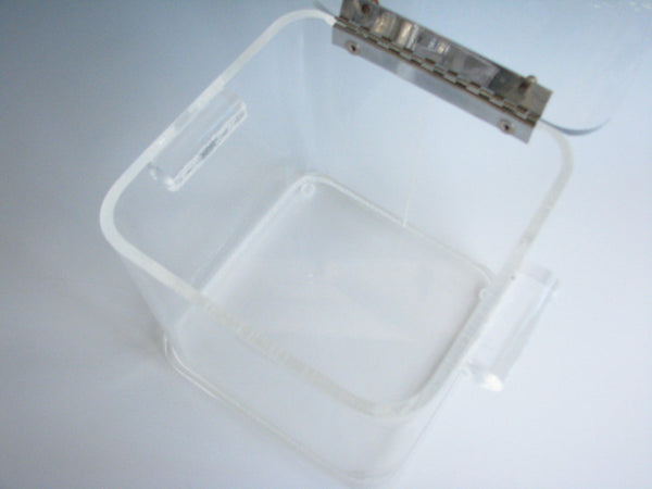 edgebrookhouse - 1970s Modernist Thick Square Lucite Ice Bucket with Chrome Hinge Lid