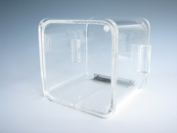 edgebrookhouse - 1970s Modernist Thick Square Lucite Ice Bucket with Chrome Hinge Lid