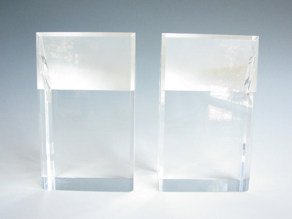 edgebrookhouse - 1970s Pair of Lucite / Acrylic Bookends with Beveled Edges and Slanted Top