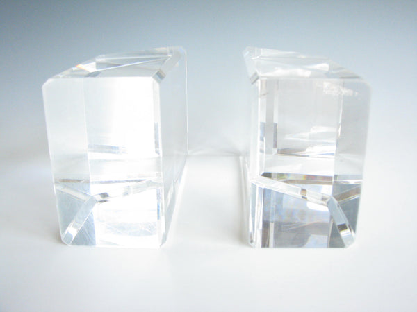 edgebrookhouse - 1970s Pair of Lucite / Acrylic Bookends with Beveled Edges and Slanted Top