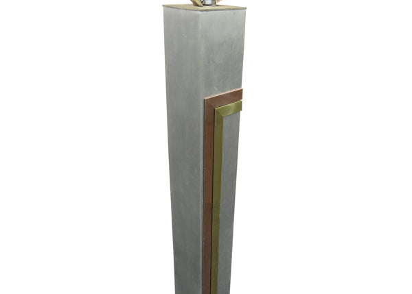 edgebrookhouse - 1970s Pierre Cardin Art Deco Style Brushed Aluminum Floor Lamp With Copper and Brass Accents