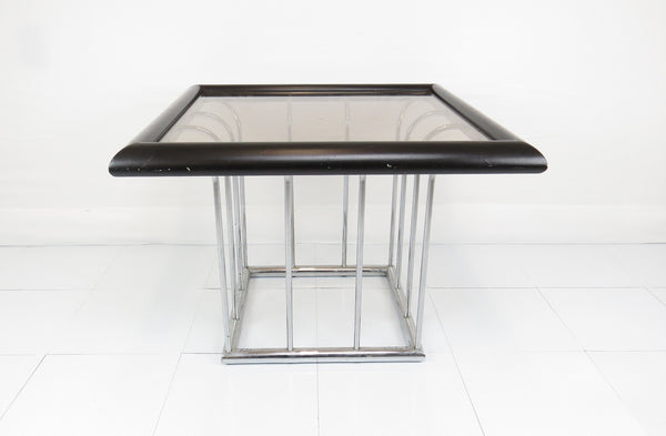 edgebrookhouse - 1970s Vintage Chrome, Wood and Glass Square Side / Coffee Table