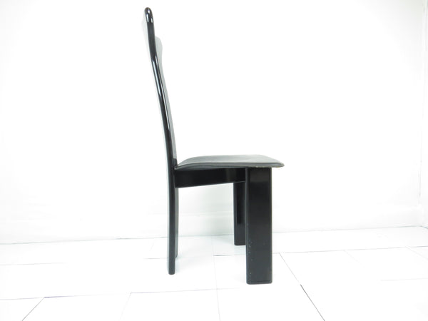 edgebrookhouse - 1970s Vintage Pietro Costantini for Ello Italian Black Lacquer and Leather Side Chair