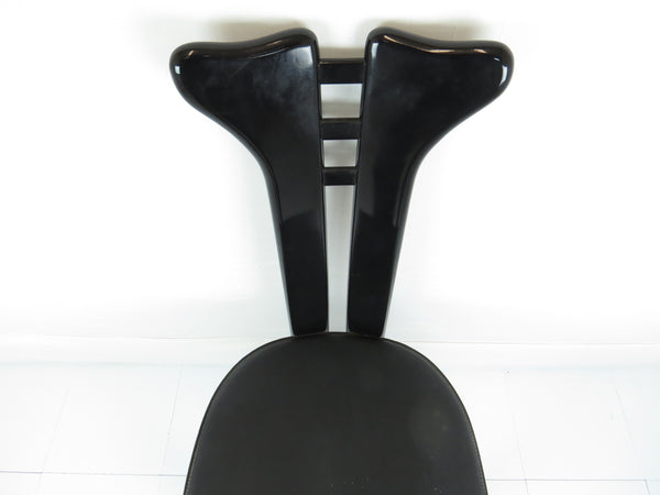 edgebrookhouse - 1970s Vintage Pietro Costantini for Ello Italian Black Lacquer and Leather Side Chair
