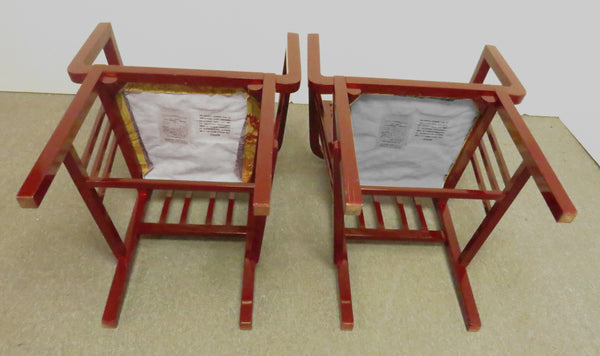 edgebrookhouse - 1970s red lacquer art deco armchairs by buying and design italy a pair