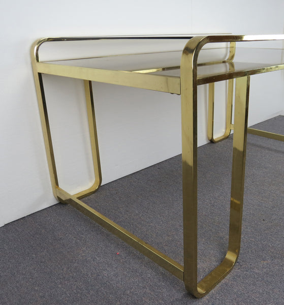 edgebrookhouse - 1970s Vintage Brass and Smoked Glass Pierre Cardin Desk for Design Institute of America