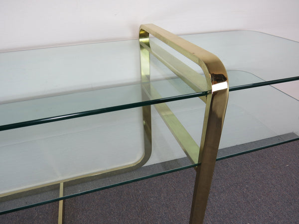 edgebrookhouse - 1970s Vintage DIA Brass and Glass 2-Tier Console Table