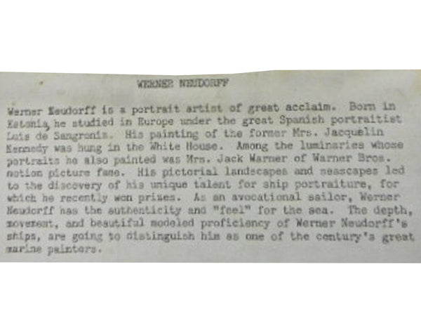 edgebrookhouse - 1972 Werner Neudorff Nautical Oil on Canvas Board of the Famed Clipper Ship "The Lightning"