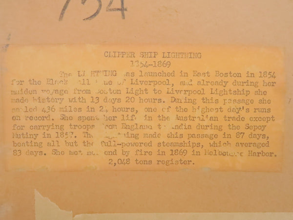 edgebrookhouse - 1972 Werner Neudorff Nautical Oil on Canvas Board of the Famed Clipper Ship "The Lightning"