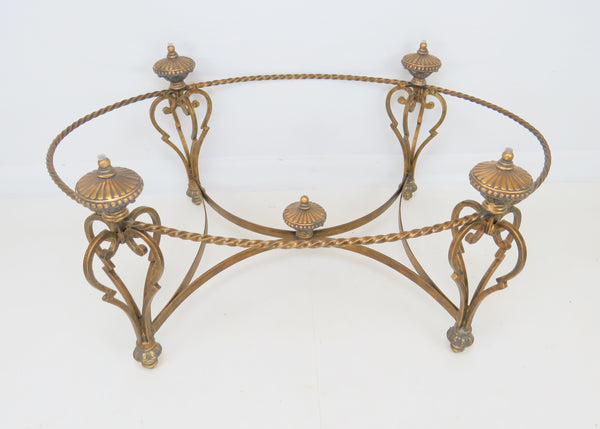 edgebrookhouse - 1980s Italian Regency Oval Iron and Glass Coffee Table With Gilt Finish