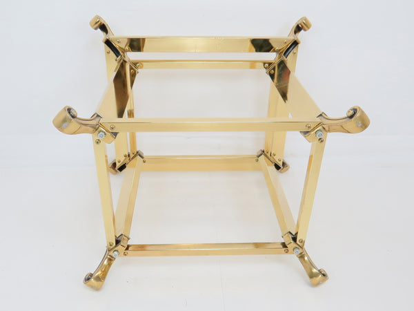 edgebrookhouse - 1980s French Polished Brass and Glass Side Table - a Pair