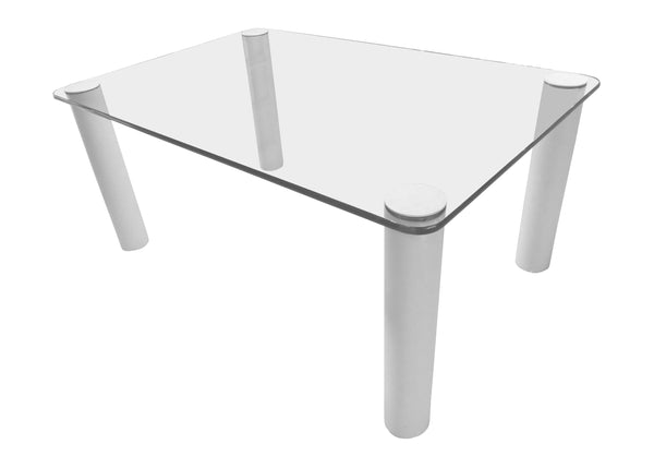 edgebrookhouse - 1980s Glass Dining Table With White Tubular Metal Legs by Pace Furniture