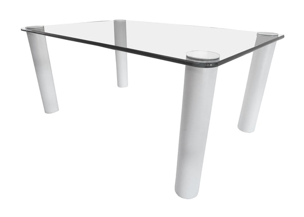 edgebrookhouse - 1980s Glass Dining Table With White Tubular Metal Legs by Pace Furniture