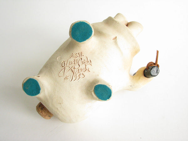 edgebrookhouse - 1980s Police Pig Pottery Piggy Bank with Police Cap and Billy Club