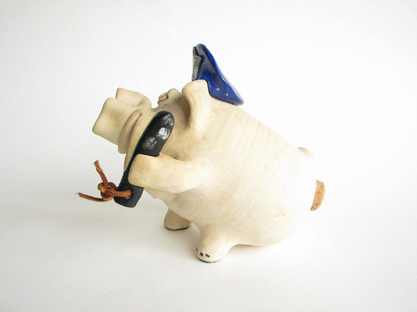 edgebrookhouse - 1980s Police Pig Pottery Piggy Bank with Police Cap and Billy Club