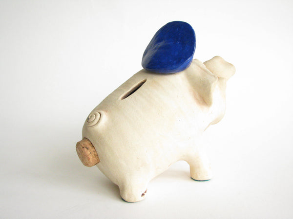 edgebrookhouse - 1980s Police Pig Pottery Piggy Bank with Police Cap and Billy Club