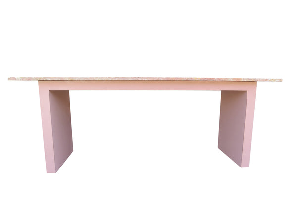 edgebrookhouse - 1980s Postmodern Pink Laminate Console Table With Pink Mable Top
