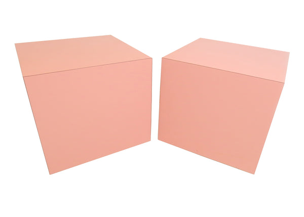 edgebrookhouse - 1980s Postmodern Pink Laminate Cube Tables - a Pair