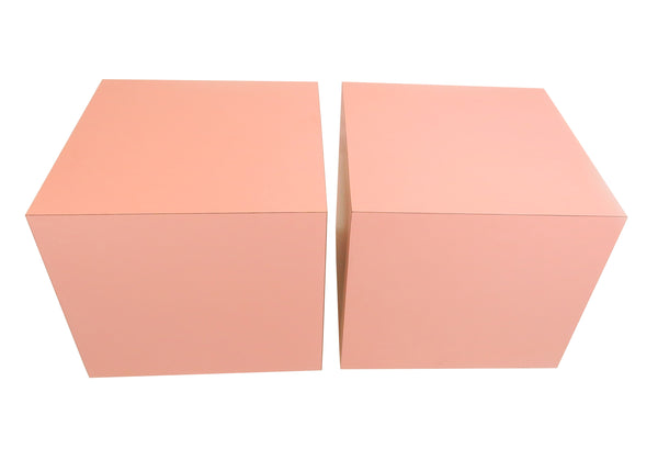 edgebrookhouse - 1980s Postmodern Pink Laminate Cube Tables - a Pair