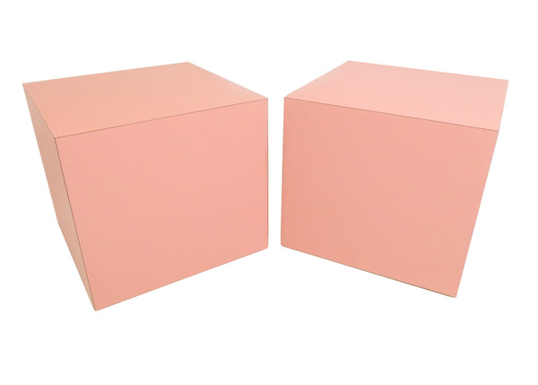 edgebrookhouse - 1980s Postmodern Pink Laminate Cube Tables - a Pair