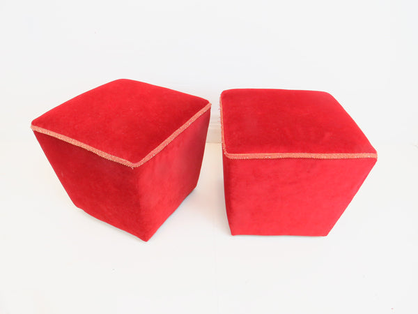 edgebrookhouse - 1980s Square Tapered Floating Ottomans - a Pair