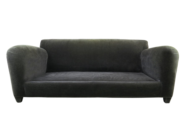 edgebrookhouse - 1980s Donghia Gray Mohair & Down Art Deco Style Two-Seater Club Sofa