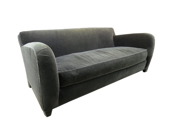edgebrookhouse - 1980s Donghia Gray Mohair & Down Art Deco Style Two-Seater Club Sofa