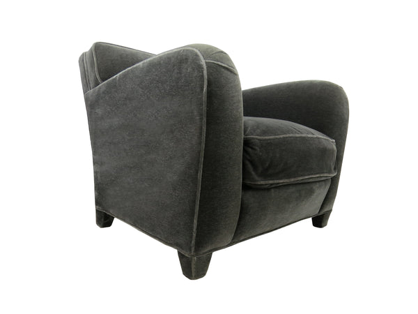 edgebrookhouse - 1980s Donghia Gray Mohair & Down Art Deco Style Club Chair and Ottoman