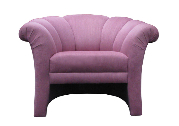 edgebrookhouse - 1980s Milo Baughman Style Scalloped Back U-Shaped Base Accent / Tub Chair