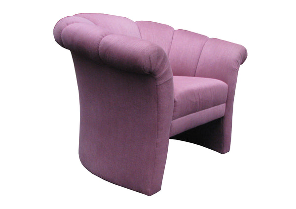 edgebrookhouse - 1980s Milo Baughman Style Scalloped Back U-Shaped Base Accent / Tub Chair